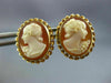 ANTIQUE 14K YELLOW GOLD HANDCRAFTED OVAL LADY CAMEO CLASSIC STUD EARRINGS #26419