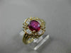 ESTATE WIDE 1.88CT DIAMOND EXTRA FACET RUBY 14K YELLOW GOLD OVAL ENGAGEMENT RING