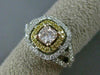 ESTATE LARGE GIA 1.0CT DIAMOND 18K TRI COLOR GOLD 3D CUSHION CUT ENGAGEMENT RING