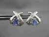 ESTATE 1.0CT DIAMOND & AAA TANZANITE 14KT WHITE GOLD TRILLION X STUD EARRINGS
