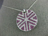 LARGE 3.71CT DIAMOND & AAA PINK SAPPHIRE 18KT WHITE GOLD ROUND STAR LOVE PENDANT