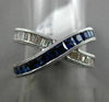ESTATE WIDE 1.85CT DIAMOND & AAA SAPPHIRE 14KT WHITE GOLD MILGRAIN X LOVE RING