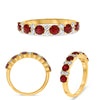 1.35CT DIAMOND & AAA RUBY 14KT YELLOW GOLD ROUND SHARED PRONG ANNIVERSARY RING