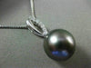 ESTATE .11CT DIAMOND 14K WHITE GOLD 3D TAHITIAN PEARL OPEN LEAF FLOATING PENDANT