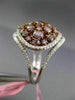ESTATE LARGE 3.17CT PINK & WHITE DIAMOND 18K TWO TONE GOLD MULTI SHAPE OVAL RING