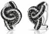 ESTATE LARGE 2.20CT WHITE & BLACK DIAMOND 14KT WHITE GOLD 3D LOVE KNOT EARRINGS