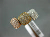 ESTATE WIDE .45CT DIAMOND 14KT TRI COLOR GOLD SQUARE CLUSTER STACKABLE FUN RING