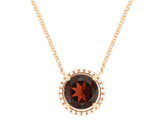2.54CT DIAMOND & AAA GARNET 14KT ROSE GOLD 3D ROUND HALO SOLITAIRE LOVE NECKLACE