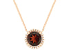 2.54CT DIAMOND & AAA GARNET 14KT ROSE GOLD 3D ROUND HALO SOLITAIRE LOVE NECKLACE
