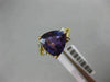 LARGE 3.24CT DIAMOND & AAA TRILLION AMETHYST 14KT YELLOW GOLD MILGRAIN FUN RING
