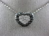 ESTATE 1.22CT WHITE & BLACK DIAMOND 14K WHITE GOLD LOVE HEART PENDANT CHAIN #586