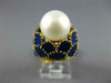 ANTIQUE LARGE BLUE ENAMEL & AAA SOUTH SEA PEARL 14K YELLOW GOLD SHELL RING #2748