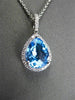 ESTATE 2.47CTW DIAMOND & AAA EXTRA FACET BLUE TOPAZ 14KT WHITE GOLD DROP PENDANT