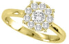 ESTATE 0.5CT DIAMOND 14KT YELLOW GOLD 3D CLASSIC ROUND CLUSTER FLOWER LOVE RING