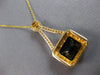 LARGE 7.39CT DIAMOND & AAA SMOKY TOPAZ 14KT YELLOW GOLD CUSHION & ROUND PENDANT