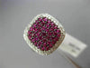 EFFY WIDE 1.48CT DIAMOND & AAA RUBY 14KT WHITE GOLD 3D SQUARE PAVE LEAF FUN RING