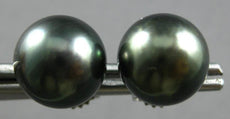 ESTATE AAA TAHITIAN PEARL 14KT WHITE GOLD 3D CLASSIC STUD EARRINGS