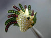 LARGE 2.03CT WHITE & BLACK DIAMOND & RUBY & TSAVORITE 18KT YELLOW GOLD BIRD RING