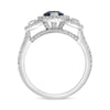 LARGE 2.75CT DIAMOND & AAA SAPPHIRE PLATINUM MARQUISE SHAPE HALO ENGAGEMENT RING