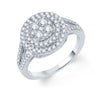 ESTATE 0.5CT DIAMOND 14KT WHITE GOLD CLUSTER ROUND DOUBLE HALO V SHAPE LOVE RING