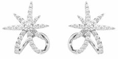 1.70CT DIAMOND 18KT WHITE GOLD 3D SNOWFLAKE STARBURST UMBRELLA HANGING EARRINGS