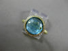ESTATE 3.90CT ROUND DIAMOND & AAA BLUE TOPAZ 18KT YELLOW GOLD 3D ROUND HALO RING