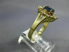 ESTATE WIDE 1.30CT DIAMOND & AAA SAPPHIRE 14KT YELLOW GOLD 3D FLOWER RING #9790