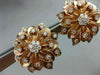 ESTATE LARGE 1.47CT DIAMOND 18K ROSE GOLD 3D FLOWER HANDCRAFTED CLIP ON EARRINGS