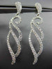 ESTATE LARGE 1.19CT ROUND DIAMOND 18KT WHITE GOLD 3D WAVE LEAF HANGING EARRINGS