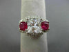 ESTATE LARGE 3.30CT DIAMOND & AAA RUBY 14K WHITE GOLD 3D CLASSIC ENGAGEMENT RING
