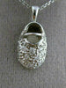 ESTATE .25 DIAMOND 14K WHITE GOLD BABY GIRL SHOE FLOATING PENDANT & CHAIN #19097