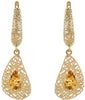 ESTATE 1.0CT AAA CITRINE 14KT YELLOW GOLD 3D FILIGREE TEAR DROP HANGING EARRINGS