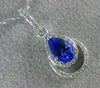 ESTATE .53CT DIAMOND & AAA PEAR SHAPE TANZANITE 14K WHITE GOLD TEAR DROP PENDANT