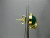 ESTATE GREEN AGATE 14K YELLOW GOLD 3D HANDCRAFTED CIRCLE OF LIFE EARRINGS #25291