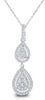 .42CT DIAMOND 14KT WHITE GOLD 3D CLASSIC PAVE DOUBLE TEAR DROP FLOATING PENDANT