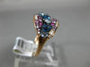 ESTATE 1.63CT DIAMOND & MULTI GEM 14KT ROSE GOLD 3D CLUSTER WAVE FRIENDSHIP RING