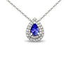 ESTATE .65CT DIAMOND & AAA TANZANITE 14KT WHITE GOLD 3D TEAR DROP HALO NECKLACE