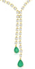 8.4CT DIAMOND & AAA EMERALD 14KT YELLOW GOLD PEAR SHAPE & ROUND LARIAT NECKLACE