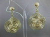 ESTATE LARGE 14KT YELLOW GOLD HANGING FLOWER FILIGREE HOOP EARRINGS 48MM #21557