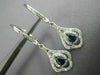 ESTATE .69CT DIAMOND & SAPPHIRE 14K WHITE GOLD TEAR DROP FLOWER HANGING EARRINGS