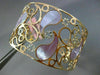 ESTATE LARGE .70CT DIAMOND 14KT ROSE GOLD MOTHER OF PEARL FLOWER BANGLE BRACELET