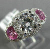 ESTATE WIDE 1.68CT DIAMOND & AAA PINK SAPPHIRE 14K WHITE GOLD 3D ENGAGEMENT RING