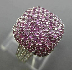 ESTATE LARGE 2.82CT DIAMOND & AAA PINK SAPPHIRE 18KT WHITE GOLD 3D SQUARE RING