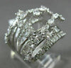 LARGE 3.28CT ROUND & MARQUISE DIAMOND 18KT WHITE GOLD CRISS CROSS MULTI ROW RING