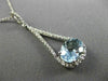 ESTATE LARGE 1.76CT DIAMOND & AAA AQUAMARINE 14KT WHITE GOLD TRIANGULAR PENDANT