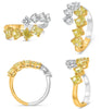 2.18CT WHITE & FANCY YELLOW DIAMOND 14KT 2 TONE GOLD CUSHION & ROUND LOVE RING