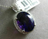 ESTATE LARGE 8.40CT DIAMOND & AMETHYST 14K WHITE GOLD OVAL HALO FLOATING PENDANT