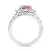 2.85CT DIAMOND & AAA PINK SAPPHIRE PLATINUM OVAL & ROUND 3 STONE ENGAGEMENT RING