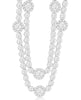 LARGE 11.75CT DIAMOND 14KT WHITE GOLD ROUND FLORAL DOUBLE STRAND TENNIS NECKLACE