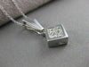 ESTATE INVISIBLE PRINCESS DIAMOND SOLITARE 14K WHITE GOLD PENDANT + CHAIN  #3823